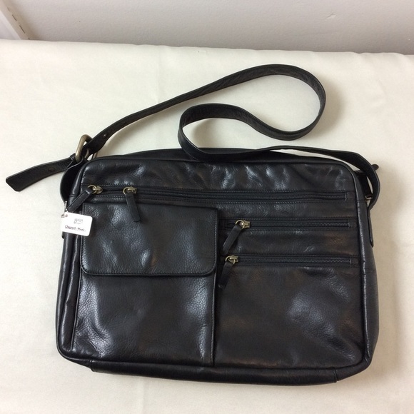 Osgoode Marley Leather Black Messenger Laptop Bag